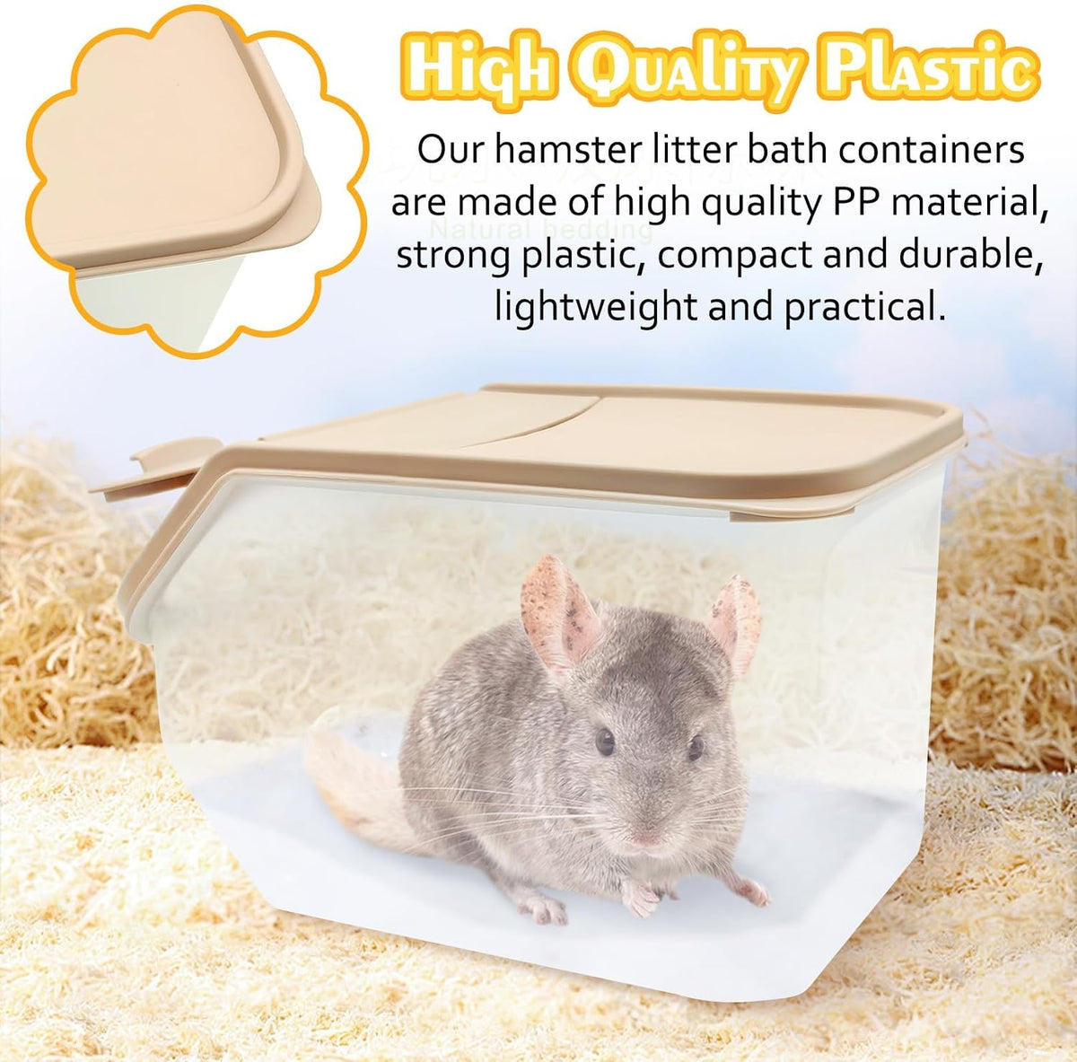 PINVNBY Chinchilla Dust Bath Hamster Litter Box Gerbil Dust Bath - brown - image 4