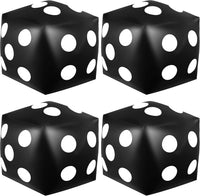 Four jumbo inflatable dice, 12.6 inch black PVC with white dots - view 2