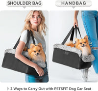 PETSFIT Cat Car Seat, Portable Console Dog Car Seat with Safe Protective Hooks, Luxury Pet Car Seat - Black / Small - image 3