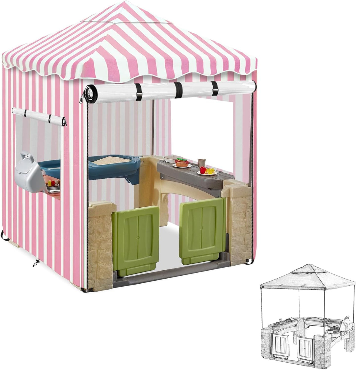 Hadisi black 600D waterproof outdoor kids playhouse cover with zippered front door - view 6