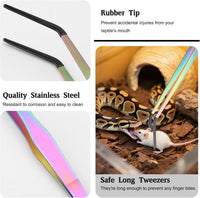 OLIISS Iridescent Reptile Feeding Tongs with Rubber Tips, 10.6" - 15 Inch - image 3