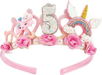SuPoo 4th Birthday Headband Flower Crown for Girls Princess Tiara 4th - 5th-A
