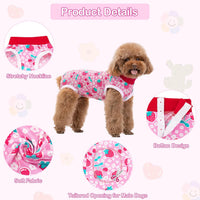 Dog recovery suit onesie for female dogs after spay surgery, sizes S to XL, patterned - view 3