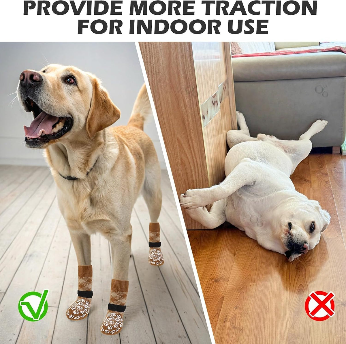 EXPAWLORER Dog Socks for Hot Pavement Summer to Prevent Licking Paws - Medium / Khaki - image 3