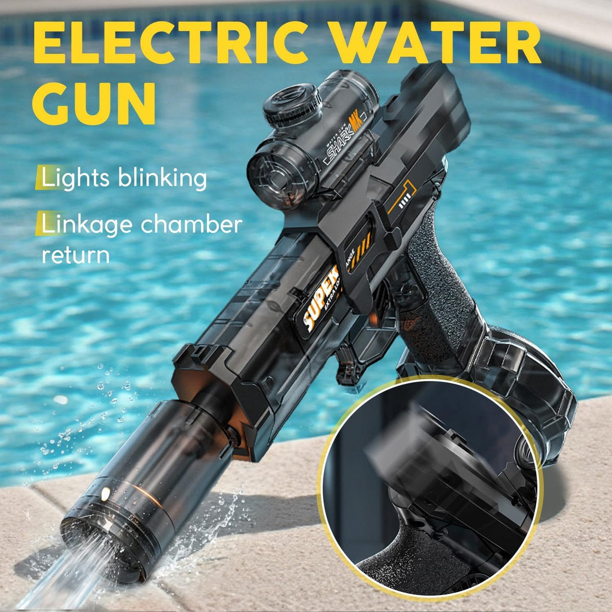YRIOWMI black electric water gun with automatic squirt and multi-color LED lights - view 8