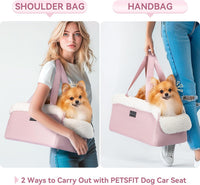 PETSFIT Cat Car Seat, Portable Console Dog Car Seat with Safe Protective Hooks, Luxury Pet Car Seat - Pink / Small - image 3
