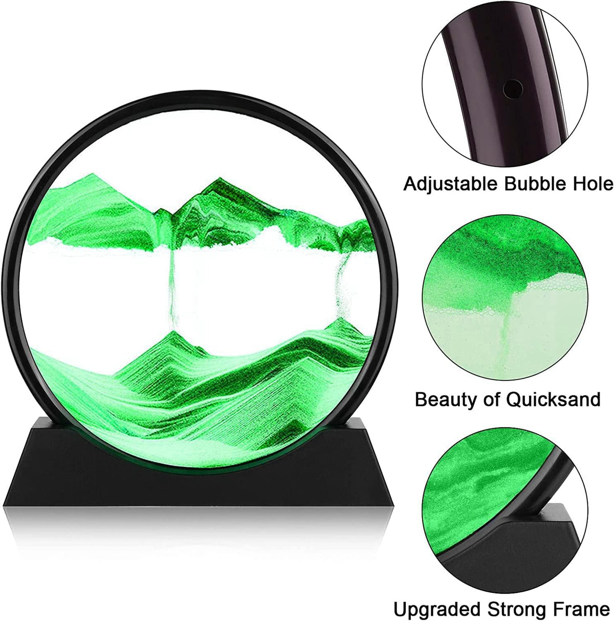 rysnwsu 3D Dynamic Sand Art Liquid Motion - Green / 12'' - image 3