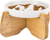 Ceramic Slow Feeder Cat Bowl 6.3" Wide – Essentials for Cats - Raised Slow Feeder Bowl (1 Pack)