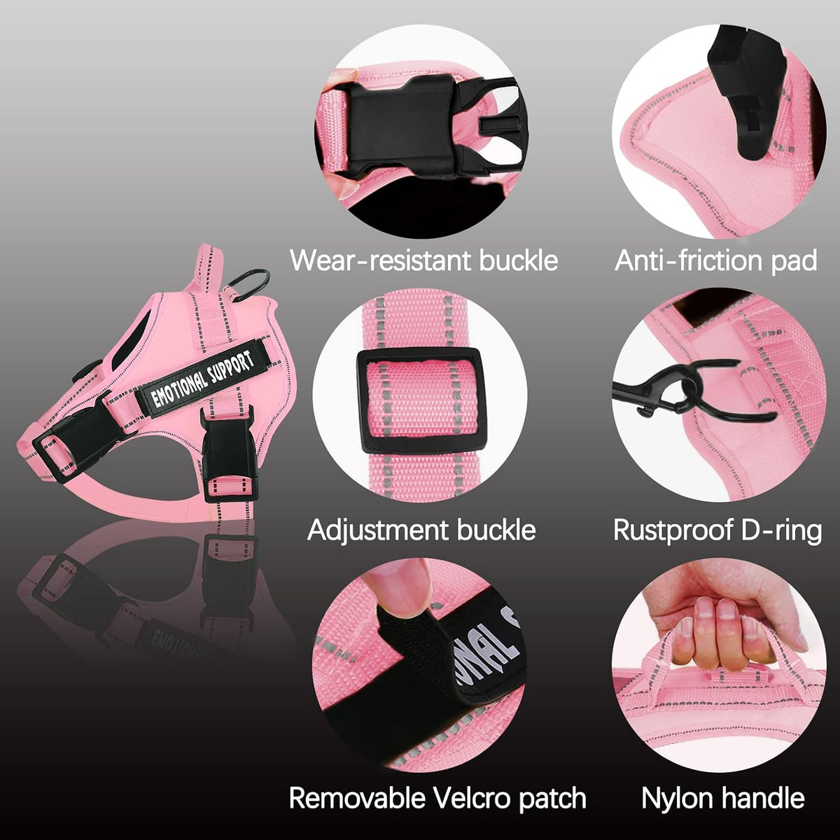 voopet Service Dog Harness, Emotional Support Pet Vest Harness - Small (Pack of 1) / Pink - image 2