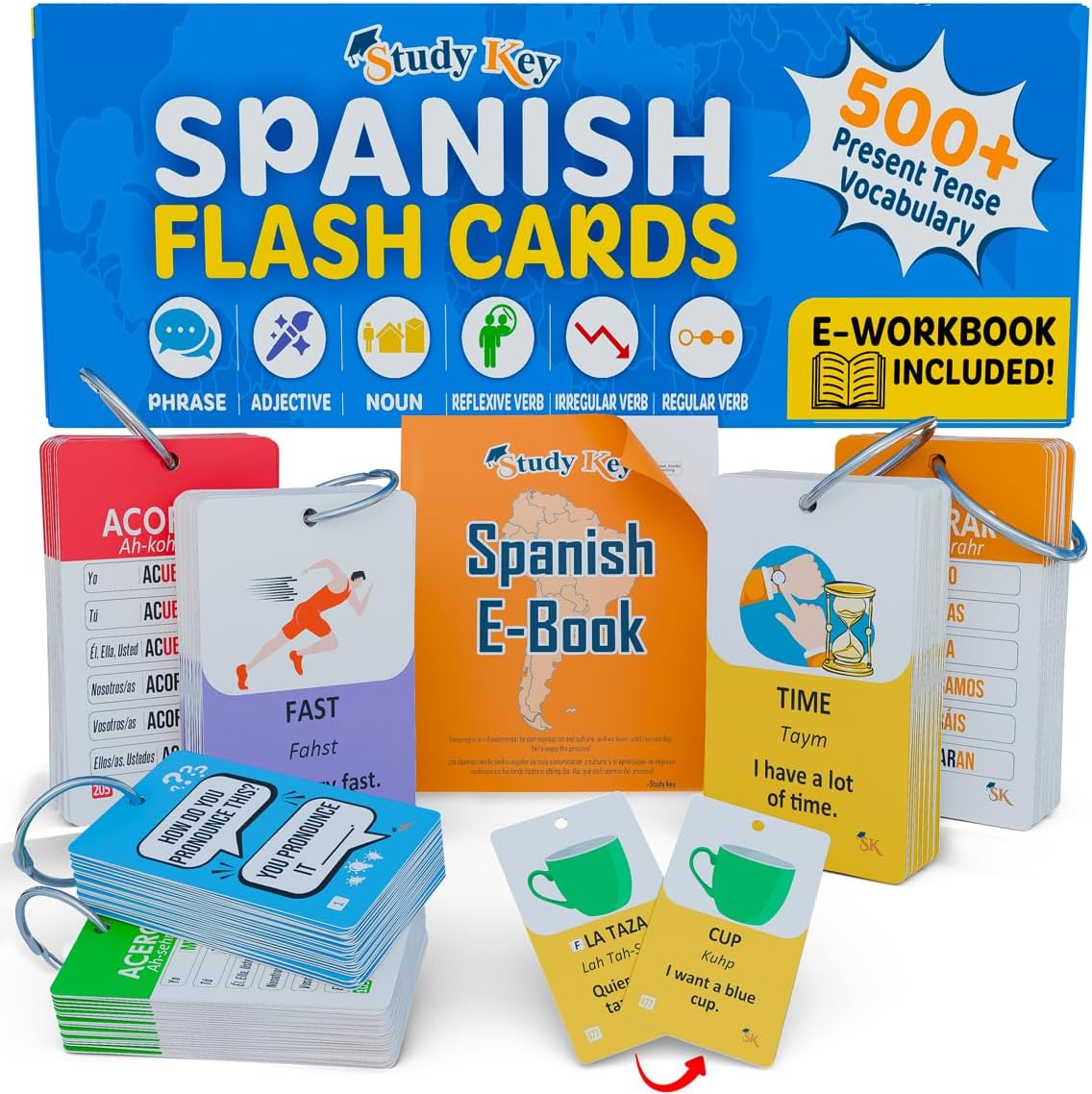 500+ Spanish Vocabulary Flash Cards for Adults & Kids Ages 15+