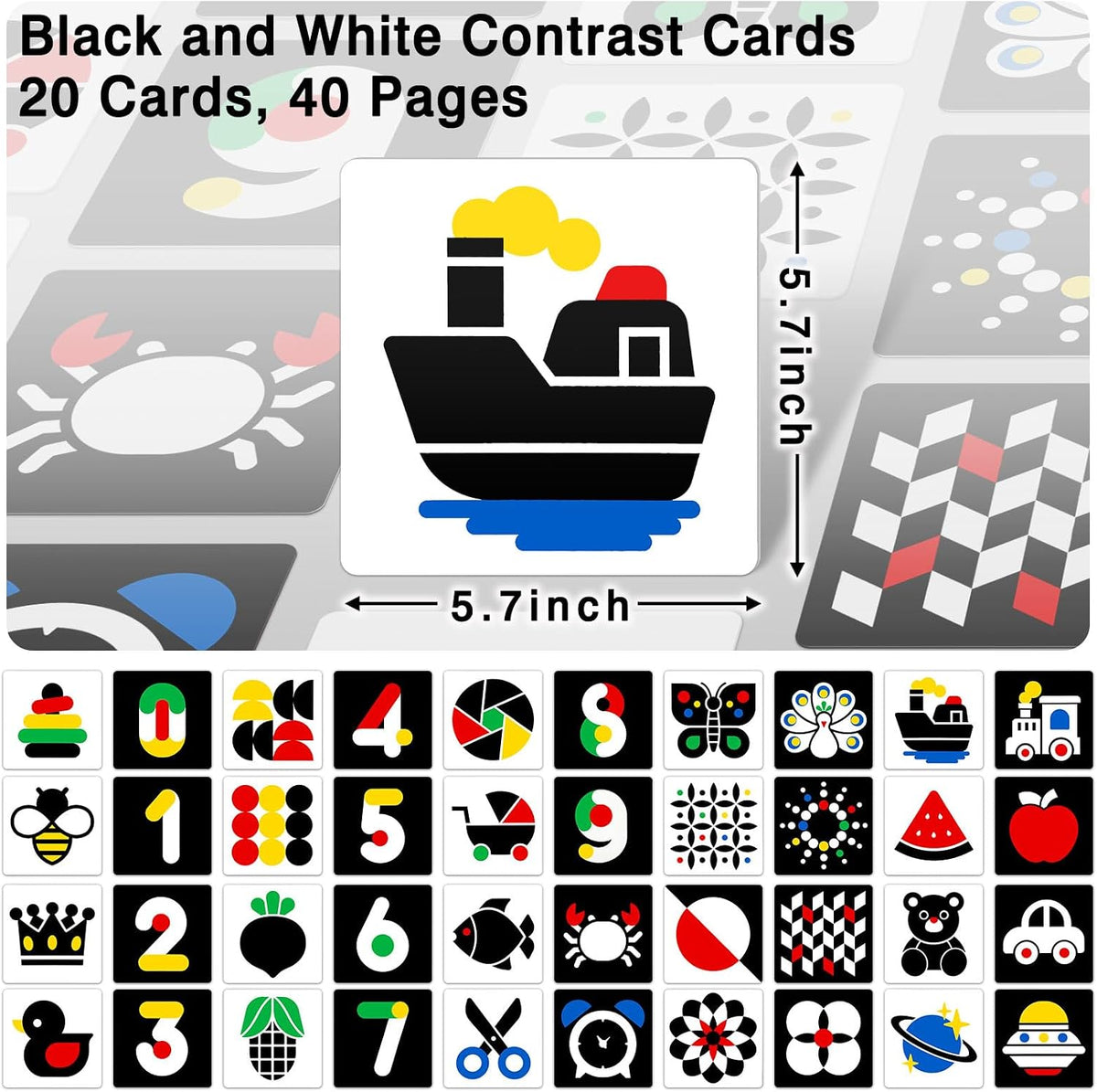 High Contrast Black and White Baby Cards for Newborns 0-3 Months – Fun for Kids & Family - 3-6 Months - image 3