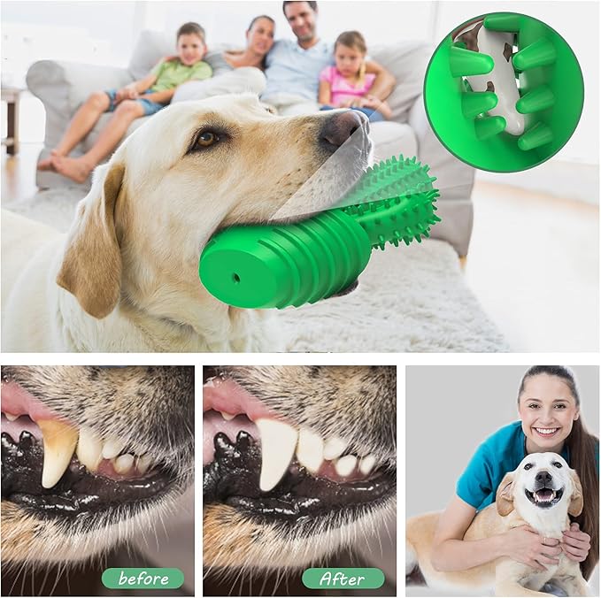 Dog Chew Toys Dog Toothbrush Stick Teeth Cleaning Brush Dental for Medium Large Dog, Puppy Christmas Easter Birthday Gifts, Outdoor Squeaky Toys for Aggressive Chewers Interactive Tough Toys