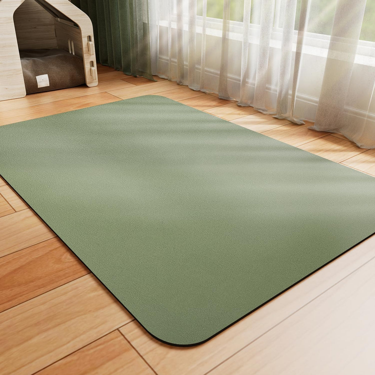 HotLive Dog Food Mat, Absorbent Cat Mat for Food and Water - Green / 34"L x 18"W