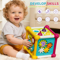 PANITU 12-in-1 baby activity cube with music, gears and pop up toys - view 3