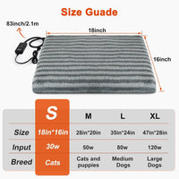 Large Pet Heating Pad, Adjustable Temperature with Timer - Grey / S (18'' x 16'') - image 2