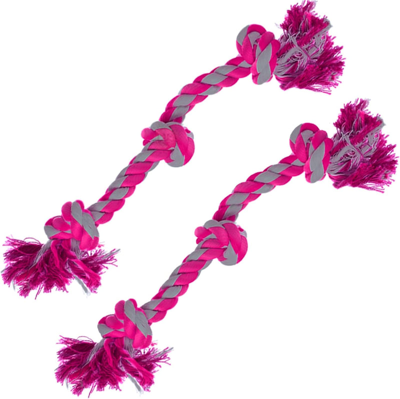 SunGrow Pink Dog Rope Toys, Twisted Triple Knotted Rope Bone