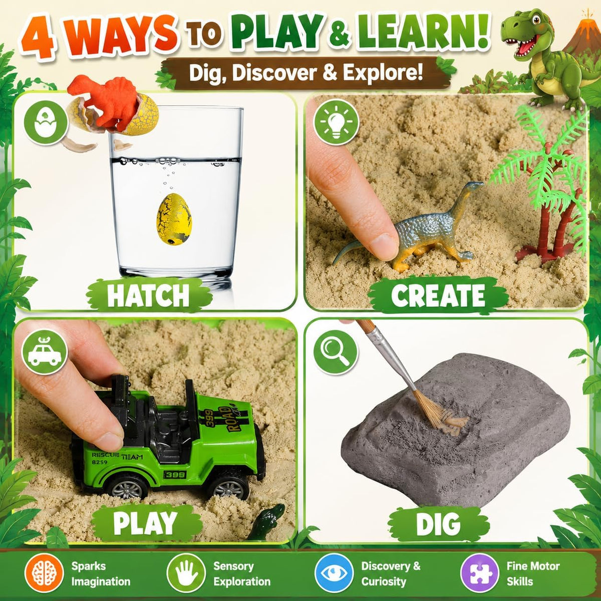 AGENTLAN Ocean Sensory Bin with Sensory Sand - DINOSAUR - image 2
