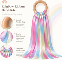 MEROCO 2-pack rainbow ribbon wands with natural wood rings and six fabric ribbons each - view 8