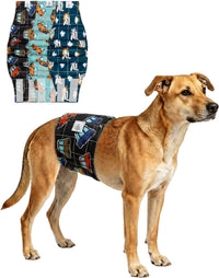 CuteBone Dog Belly Bands for Male Dogs Wraps Washable Doggie Diapers - Vintage Wheels / XL(21"-27")