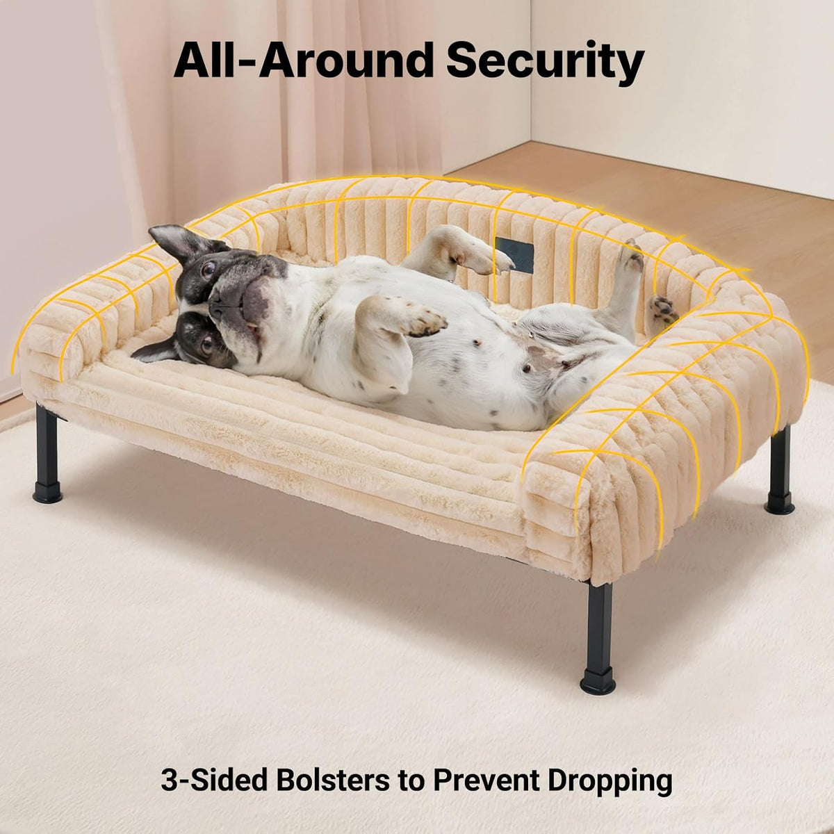 Veehoo Elevated Dog Bed with Bolster Cushion - White / 24.0"L x 18.0"W x 8.3"Th - image 4