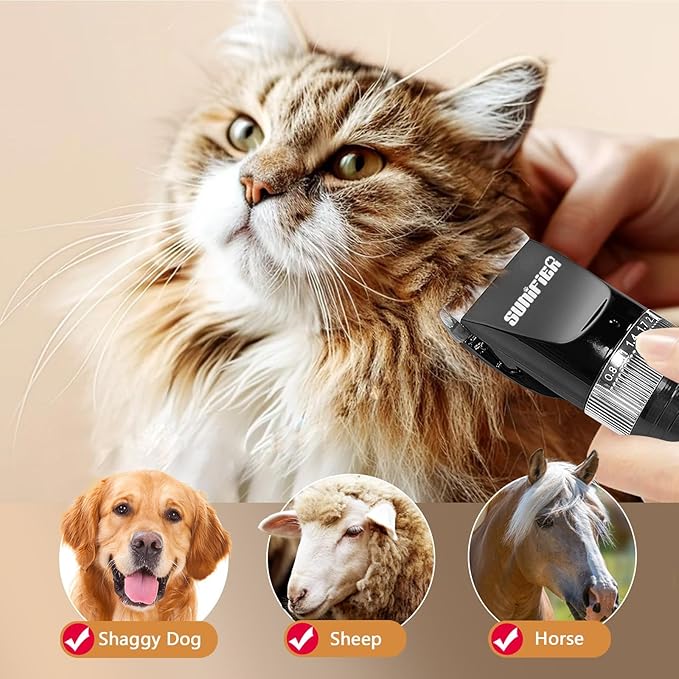 Professional Dog Grooming Clippers for Thick Coat - Dog Hair Trimmer for Grooming Kit- Sheep Shears for Thick Hair – Pet Grooming Clippers for Dogs, Cats, Sheeps, Horse (Black)