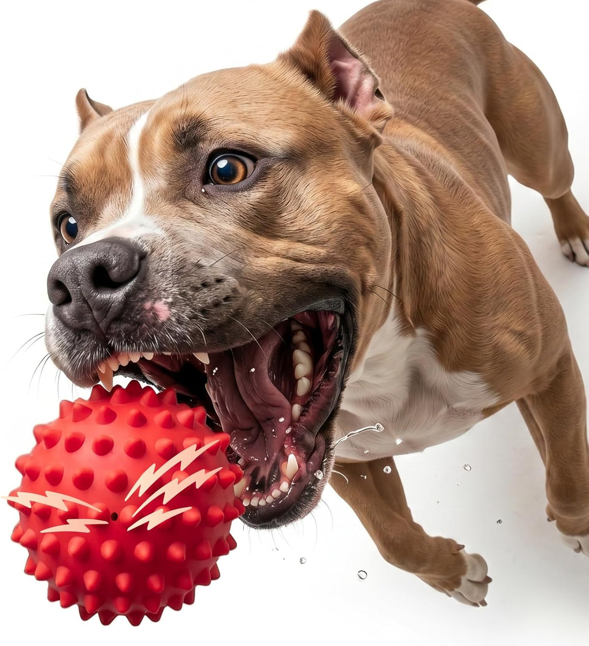3.5''Durable Squeaky Dog Ball for 25-80lbs Aggressive Chewers – Essentials for Dogs - 1 PC-Beef-Red