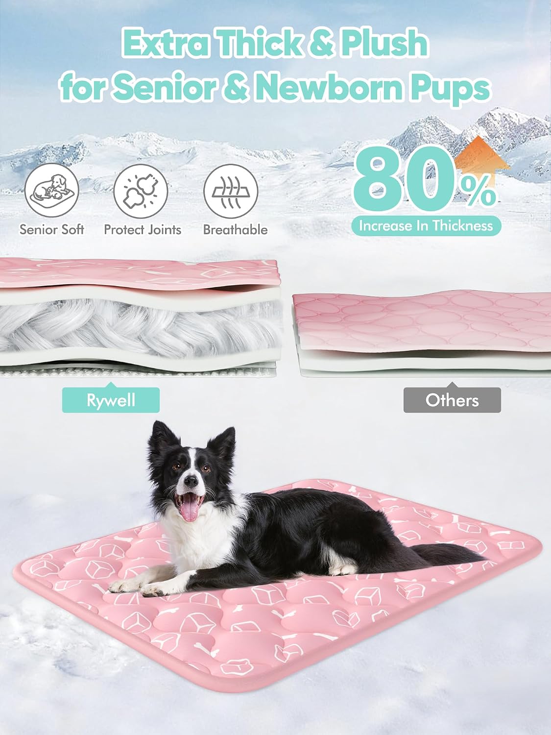 Dog Cooling Mat 2.0, Ocean Blue - XX-Large / Pink - image 2