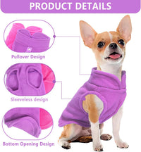 2 Pieces Fleece Dog Sweater Vest Winter Warm Dog Clothes for Small - rose,purple / Medium(7-10lbs) - image 3