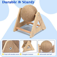Outamateur Cat Scratching Ball Toy, Sisal Scratching Ball with Stable Stand, Interactive Cat Exercise Toy for Interactive Play and Exercise