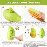 Steam Brush for Cats Shedding, 3 in 1 Steamy Water Pet Hair Removal Comb with Steamer, Spritz Comb for Dog, Indoor Cat Spray Mist Grooming Defur Brush, Cepillo Vapor Gato Perro, Steaming Cleaning Spa