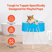 VEVOR Portable Dog Bathtub, Elevated & Foldable Space-saving Pet Shower Station with Quick Drainage, Bathing Tub for Washing & Grooming Small and Medium Size Dogs and Cats Indoor & Outdoor, Light Blue