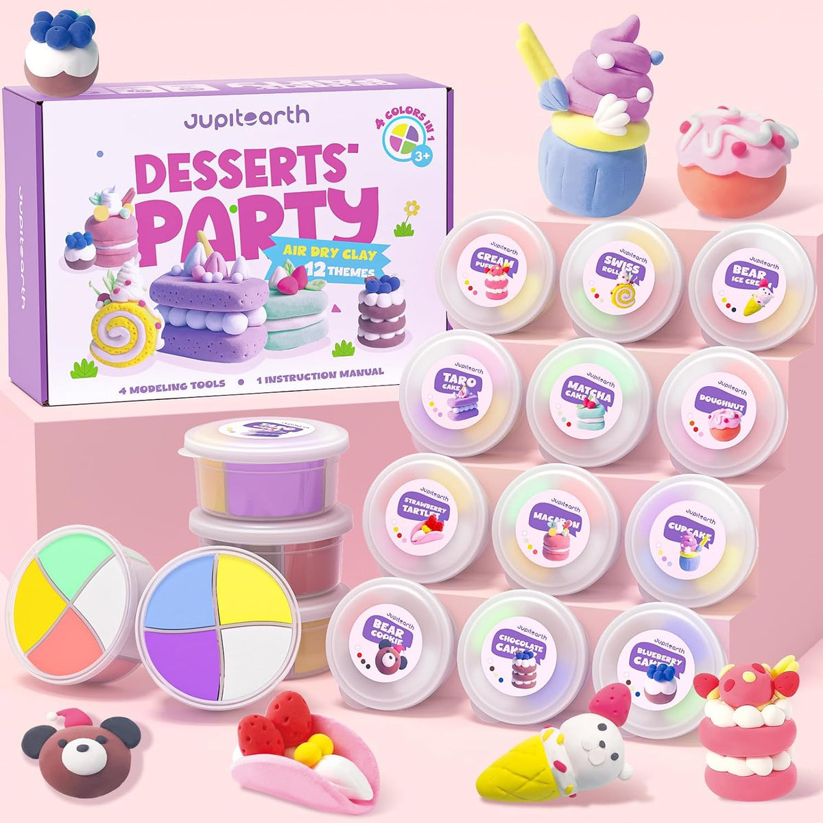 JUPITEARTH air dry clay kit for kids with 12 animal models