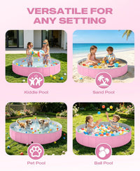 Jecoo Dog Pool for Large Dogs Kiddie Pool Hard Plastic Foldable Dog - Pink / M-48" x 12" - image 3