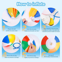 Large Beach Ball,8 Packs 24" Large Rainbow Beach Ball Bulk, Inflatable Pool Toys for Party Supplies - image 3