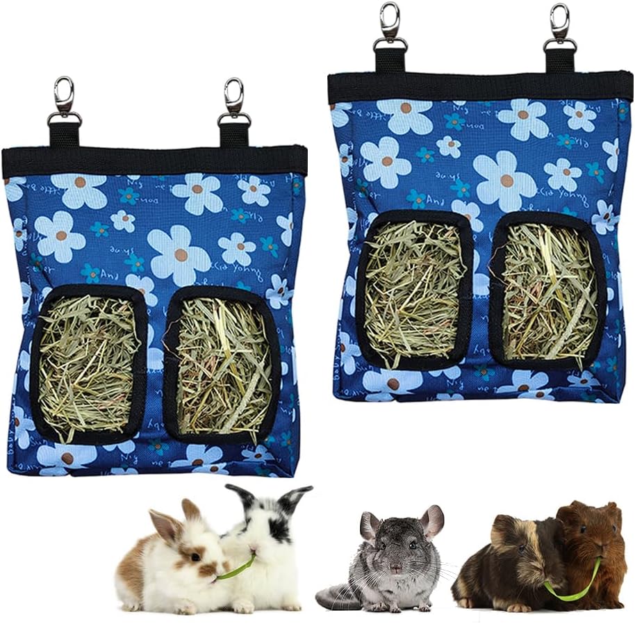 RIOUSSI Guinea Pig Hay Feeder - Blueflower-2pack / M - 13"x9"x2"