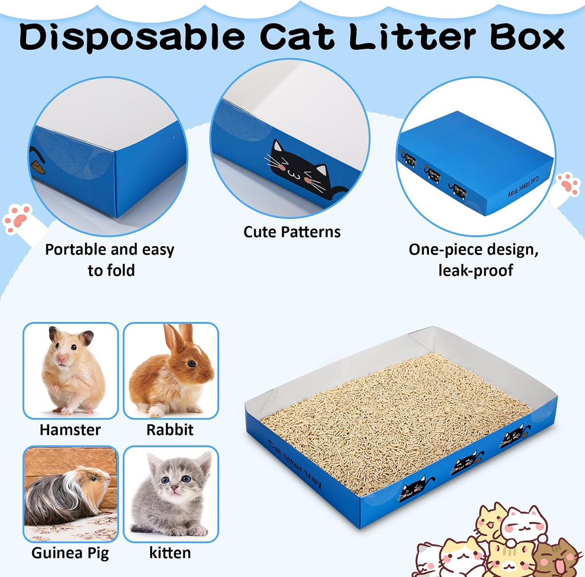 Amyhill 30 Pack Disposable Cat Litter Box Paper Pet Trays - Royal Blue - image 4
