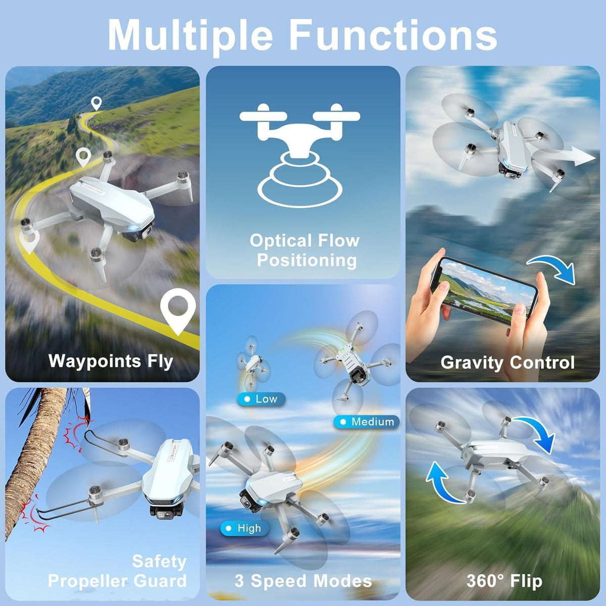 BLINORY X60 foldable 2K camera drone for beginners in black with carrying case - view 4