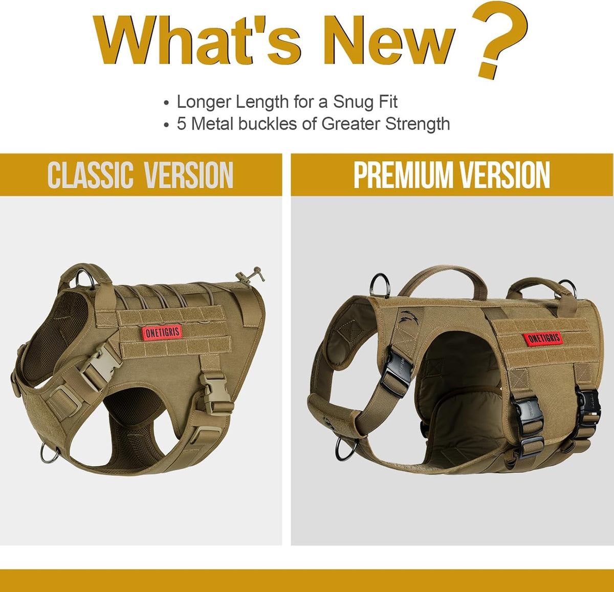 OneTigris Tactical Dog Harness with 5X Metal Buckle - XL / Brown - image 2