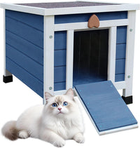 Cat House for Outdoor Cats - Blue