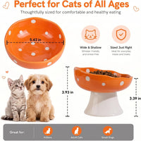 Red Mushroom Cat Bowl, Elevated Ceramic Bowl for Cats – Essentials for Cats - Orange - image 3