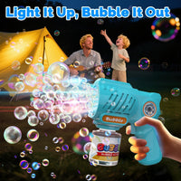 EagleStone 2 Packs Automatic Bubble Machine Guns with 4 Bottles - Blue,green - image 3