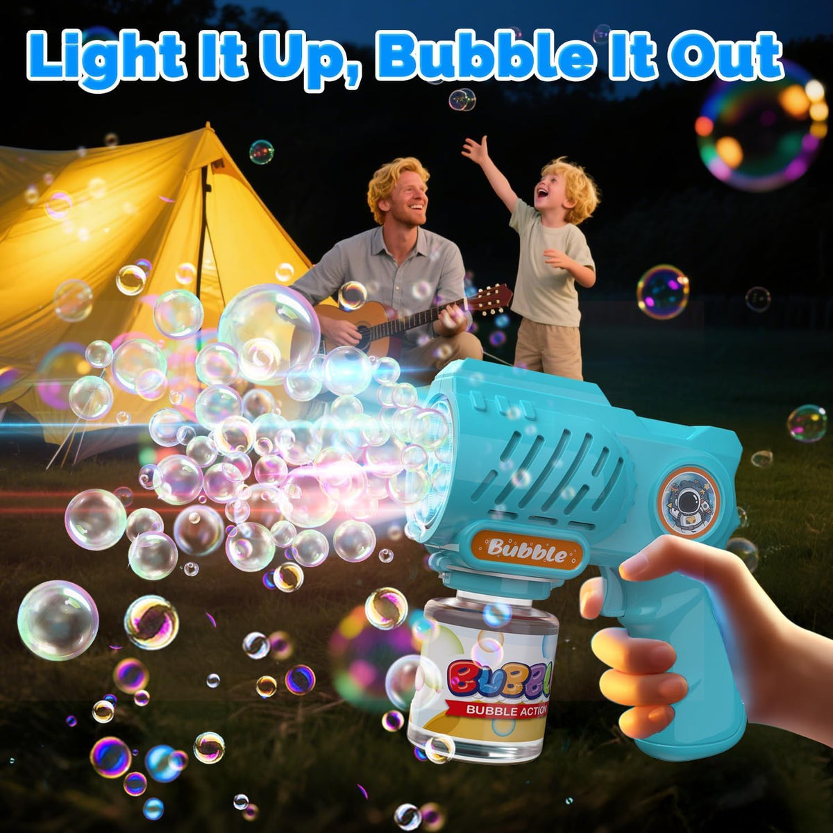 EagleStone 2 Packs Automatic Bubble Machine Guns with 4 Bottles - Blue,green - image 3