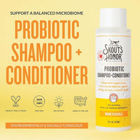 Skout's Honor Probiotic Cat Shampoo & Conditioner with Avocado Oil & Omega-3s, 97% Natural, Paraben & Sulfate-Free, Cruelty-Free, Defend Against Itch, Dryness, Irritation. 16oz, Honeysuckle