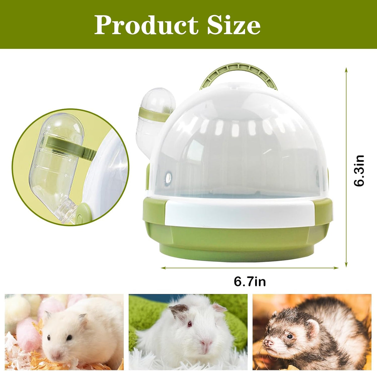 Hamster Carrier Cage Portable Cages Small Animals Carry Travel Case - 【Green】 - image 2