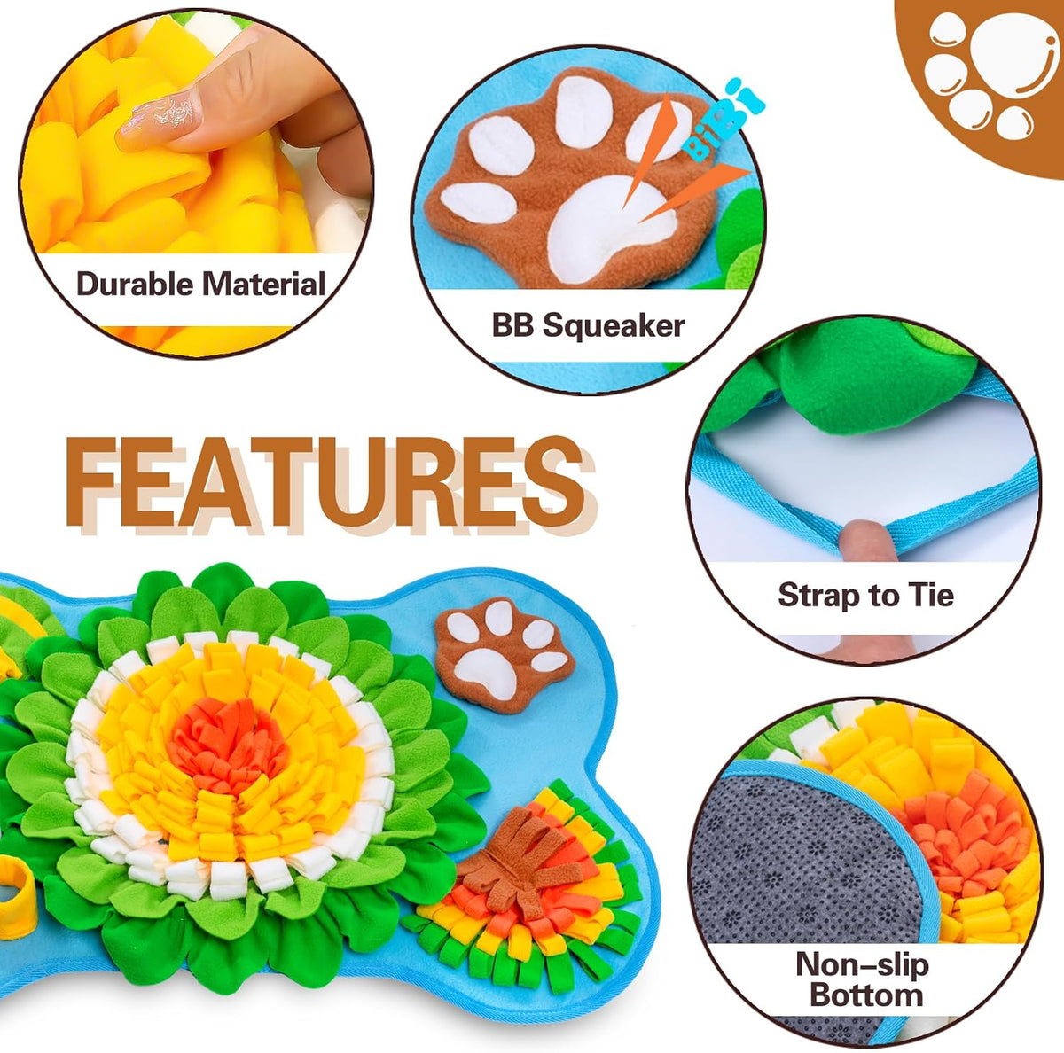 Snuffle Mat for Dogs, Pet Snuffle Mat for Small and Medium Dogs - Blue / One Size - image 3