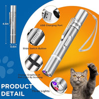 Cat Pointer Toy 2 Pack, Red LED Light Pointer Cat Toys for Indoor, USB Rechargeable 3 Light Colors Interactive Pet Toys, Chaser Training Interactive Toy