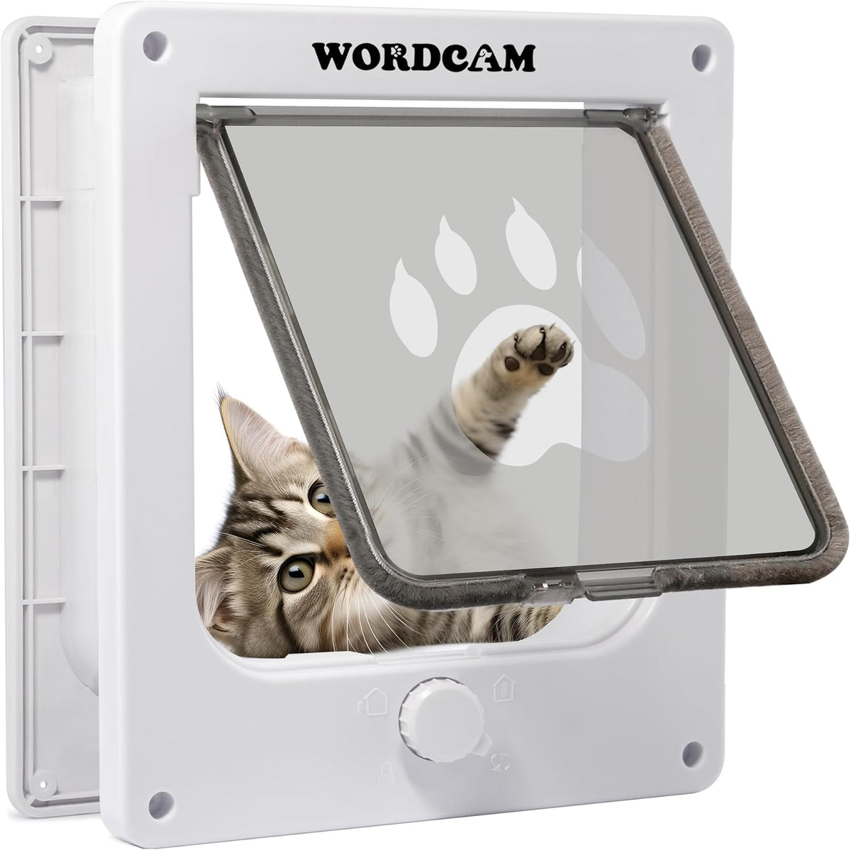 Wordcam X-Large Robust Cat Door for Interior/Exterior - White / Medium