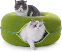 Large Cat Tunnel Bed for Indoor Cats with 3 Toys - L(24x24x11) / Green - image 2