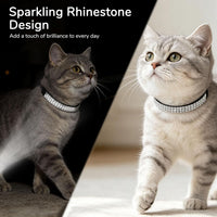 BINGPET Diamond Cat Collar with Bell, Adjustable Kitten Collar - Black(Rhinestones) / Neck Girth 8"-10" - image 3