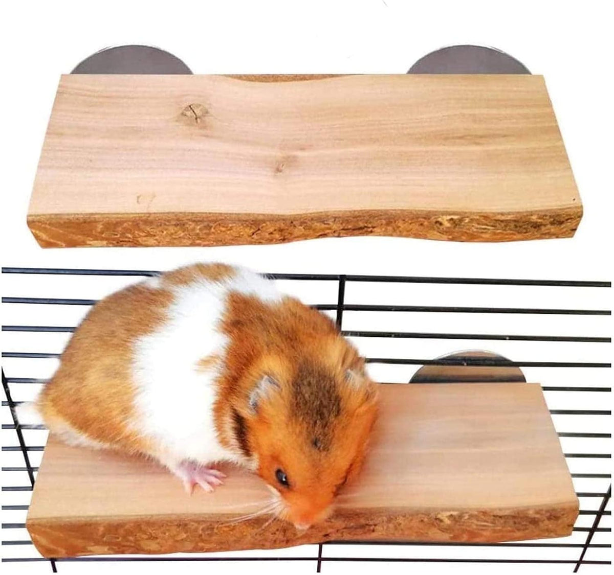2Pcs Chinchilla Wood Ledge Hamster Wooden Flexible Platform Perch - 6 × 2.6 inch